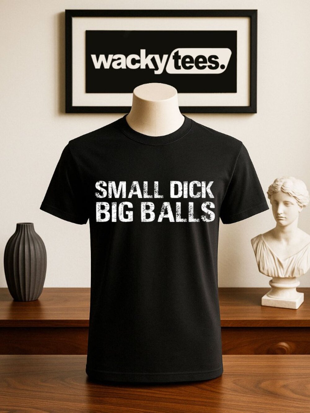 Small D ick Big Balls Funny Adult Humor Graphic Tee Shirt